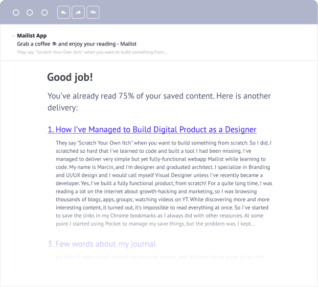AI-summarized article delivered in weekly email newsletter